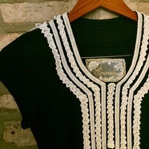 Adorable black dress with embroidered lace detail